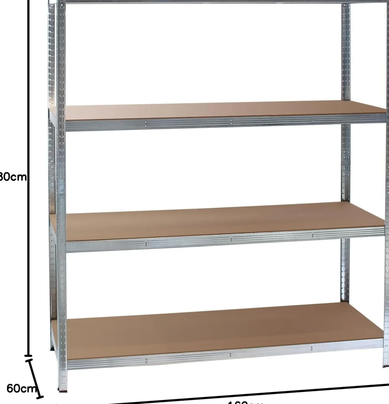 Wiltec Schwerlastregal 160x60x180cm, 175kg/Ablage, Steckregal verzinkt aus Stahl, Lastenregal mit 4 Ablagen, Werkstattregal