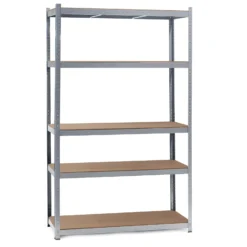 Wiltec Schwerlastregal 100x50x200cm, 200kg/Ablage, Steckregal verzinkt aus Stahl, Lastenregal mit 5 Ablagen, Werkstattregal