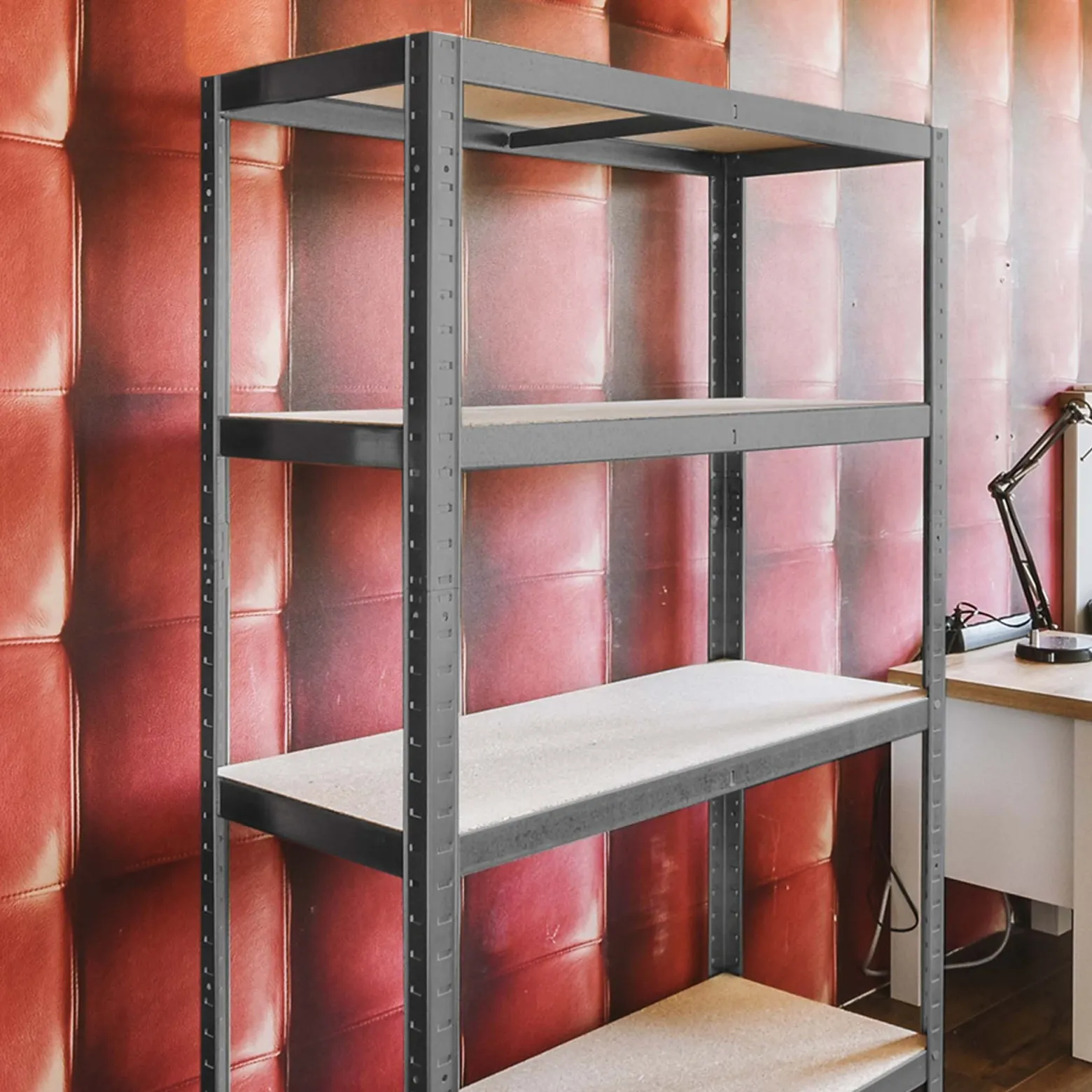 Wiltec Schwerlastregal 160x60x180cm, 175kg/Ablage, Steckregal schwarz aus Stahl, Lastenregal mit 4 Ablagen, Werkstattregal