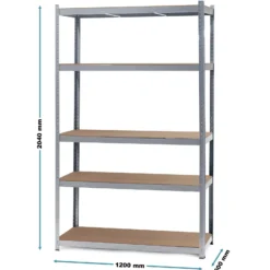 Wiltec Schwerlastregal 120x50x204cm, 200kg/Ablage, Steckregal verzinkt aus Stahl, Lastenregal mit 5 Ablagen, Werkstattregal