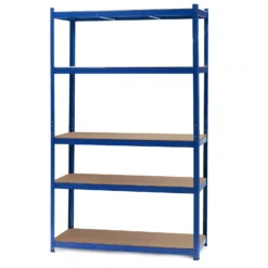 Wiltec Schwerlastregal 100x60x204cm, 200kg/Ebene, Steckregal blau, Lastenregal mit 5 Ablagen, Werkstattregal