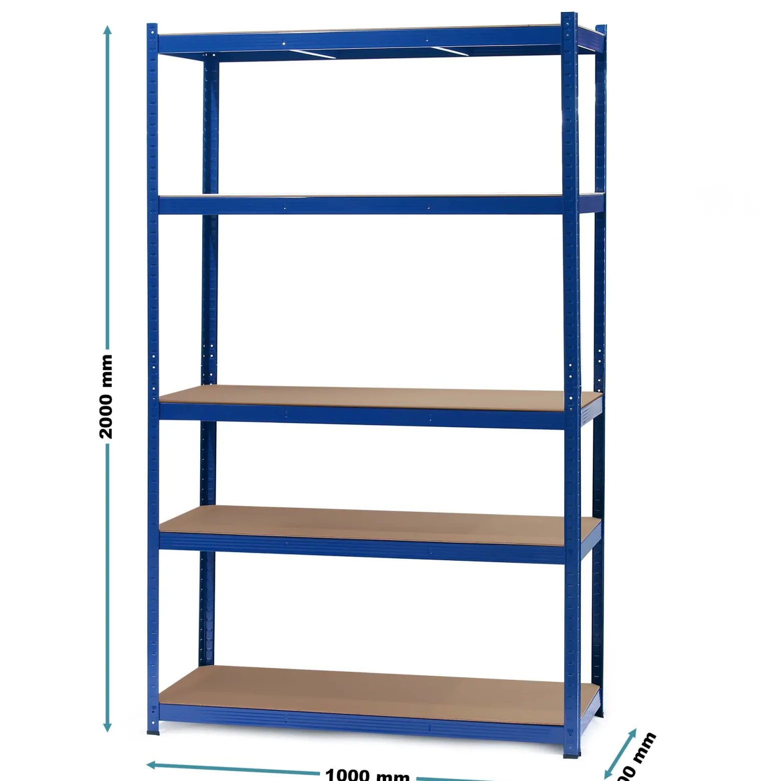 Wiltec Schwerlastregal 100x60x204cm, 200kg/Ebene, Steckregal blau, Lastenregal mit 5 Ablagen, Werkstattregal