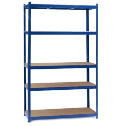 Wiltec Schwerlastregal 100x60x204cm, 200kg/Ebene, Steckregal blau, Lastenregal mit 5 Ablagen, Werkstattregal