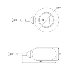 Wiltec Schwimmerschalter für Pumpen, 230VAC 16A Rund, Pegelschalter für Tauchpumpen, Wechsler mit 10 m Kabel
