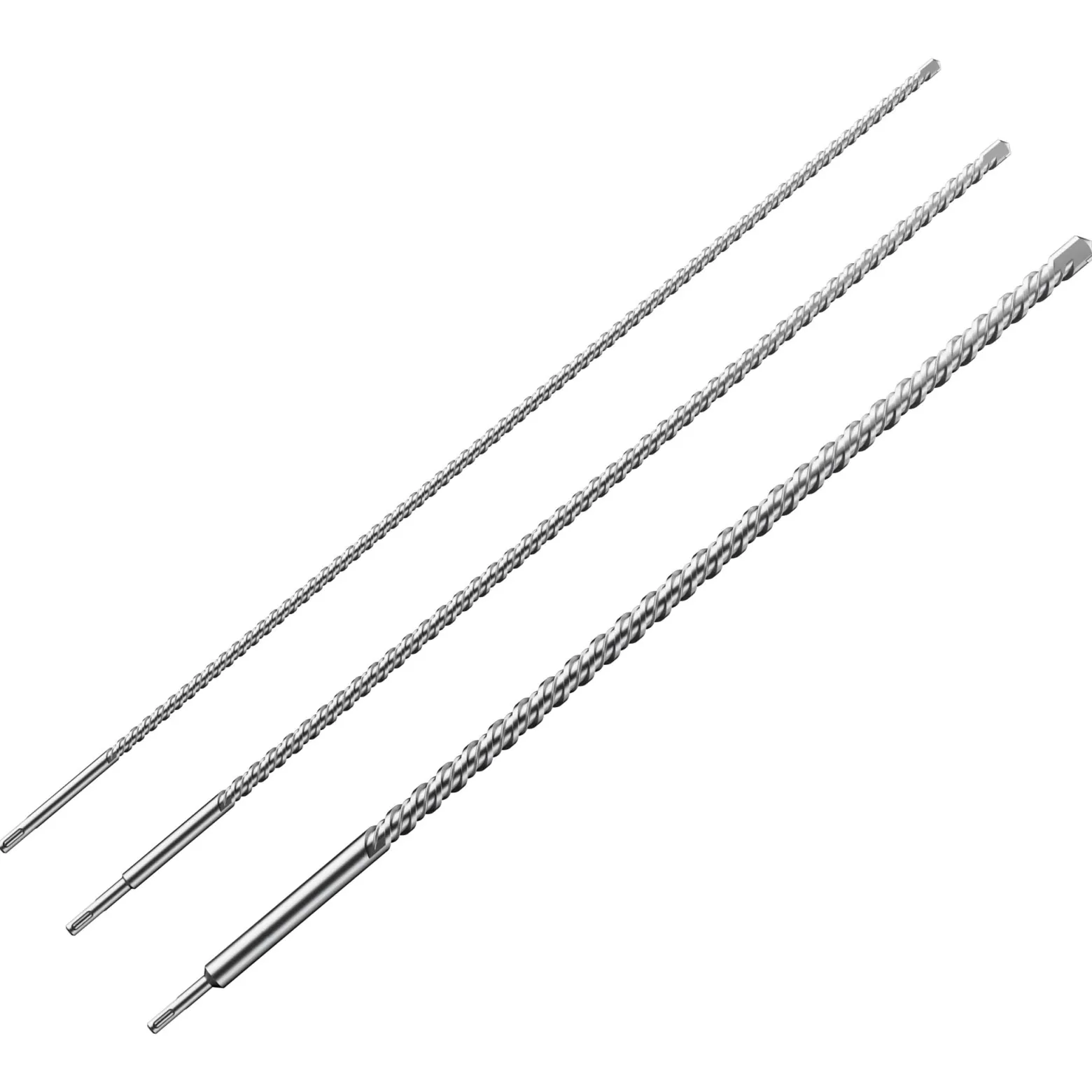 Wiltec SDS Bohrer Set 3 teilig, 1000 mm Länge, 870 mm Bohrtiefe, Ø 12/16/24 mm, Hammerbohrer Durchbruchbohrer aus Stahl für Wände, Beton, Stein