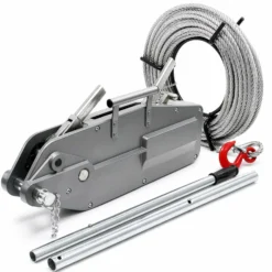 Wiltec Seilzug bis 3200 kg Seilwinde mit 20 m Seil, Handseilwinde mit Ø 16 mm Stahl-Seil, Forstseilwinde mit Abscherstift, Handseilzug mit Lasthaken