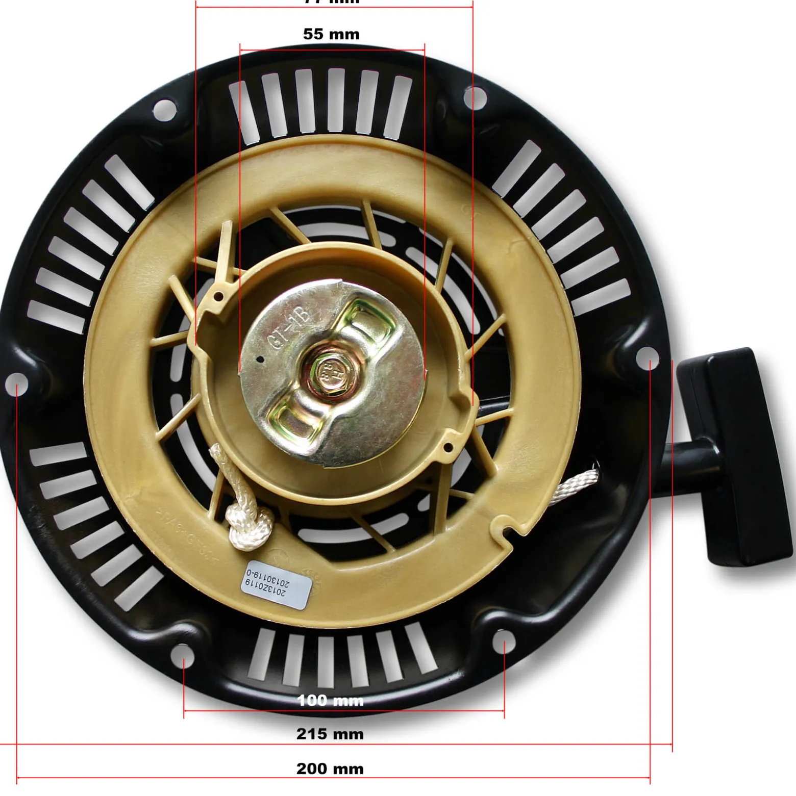 Wiltec Seilzugstarter für LIFAN 13 PS Motor – Benzinmotor Ersatzteil Seilzug Starter Handstarter – Einzylinder für Kleinmaschinen & Karts, 4-Takt Motor & OHV Ventilsteuerung