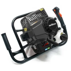 Wiltec Set Benzin Erdlochbohrer mit 250, 300 mm Bohrschnecke, 2,2 kW 3 PS 63,3ccm Pfahlbohrer Pflanzenbohrer