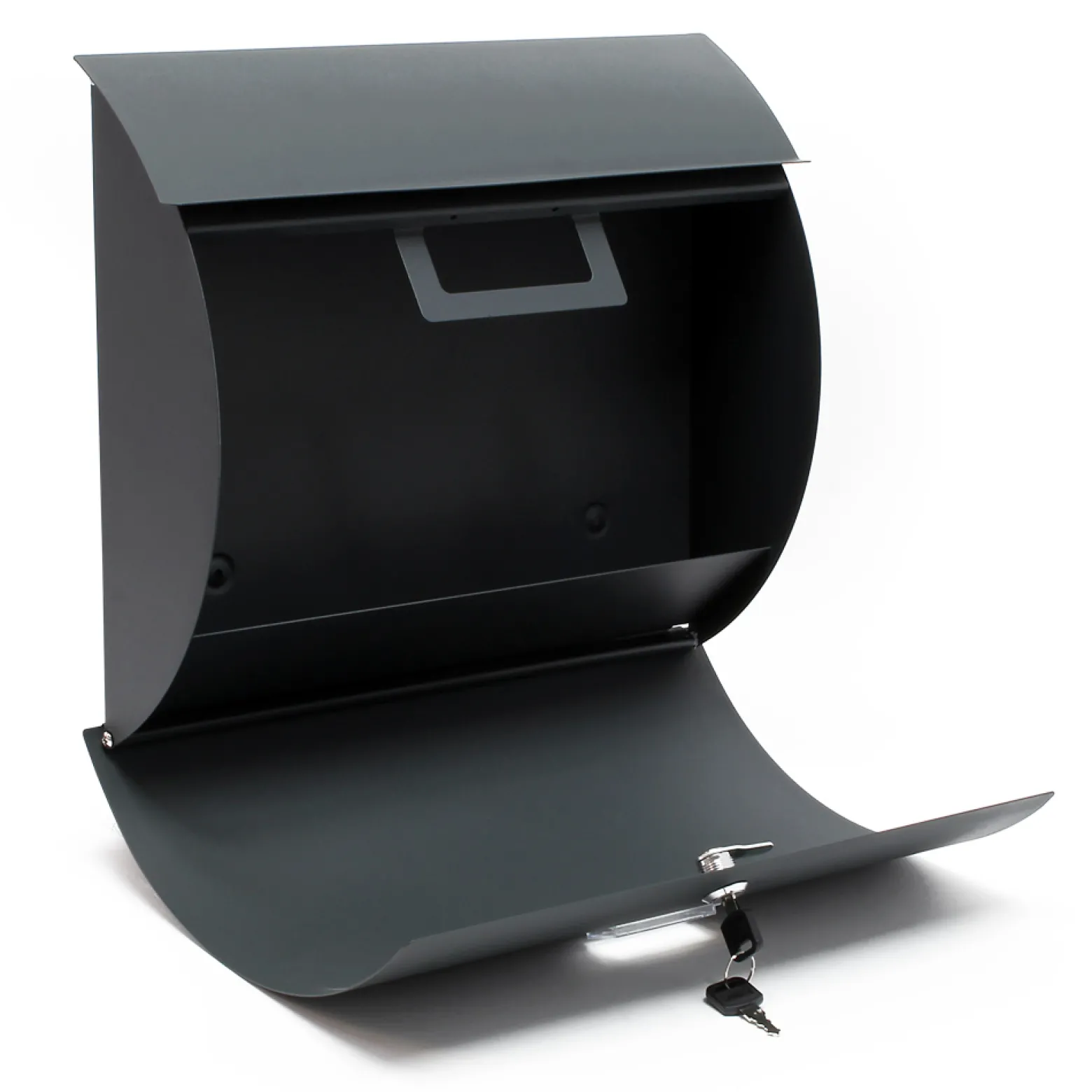 Wiltec Set Briefkasten V17 Anthrazit 375 x 108 x 330 mm mit Ständer, Wandbriefkasten mit Schloss, Klappe und Namensschild, Postkasten aus Stahl pulverbeschichtet