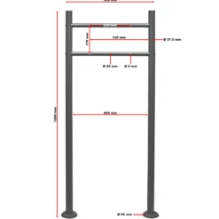 Wiltec Set Briefkasten V13 schwarz 360 x 105 x 315 mm mit Ständer, Wandbriefkasten mit Schloss und Klappe, Postkasten aus Stahl pulverbeschichtet