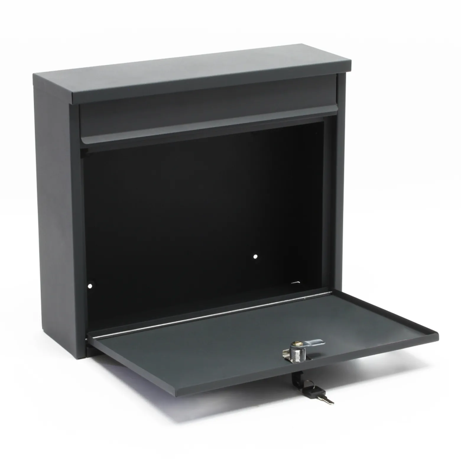 Wiltec Set Briefkasten V13 schwarz 360 x 105 x 315 mm mit Ständer, Wandbriefkasten mit Schloss und Klappe, Postkasten aus Stahl pulverbeschichtet
