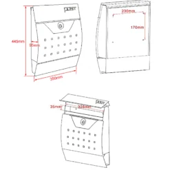 Wiltec Set Designer Briefkasten V4 Anthrazit 350 x 95 x 445 mm mit Ständer, Wandbriefkasten mit Schloss, Sichtschlitz, Namensschild und Zeitungsrolle, Postkasten aus pulverbeschichtetem Stahl