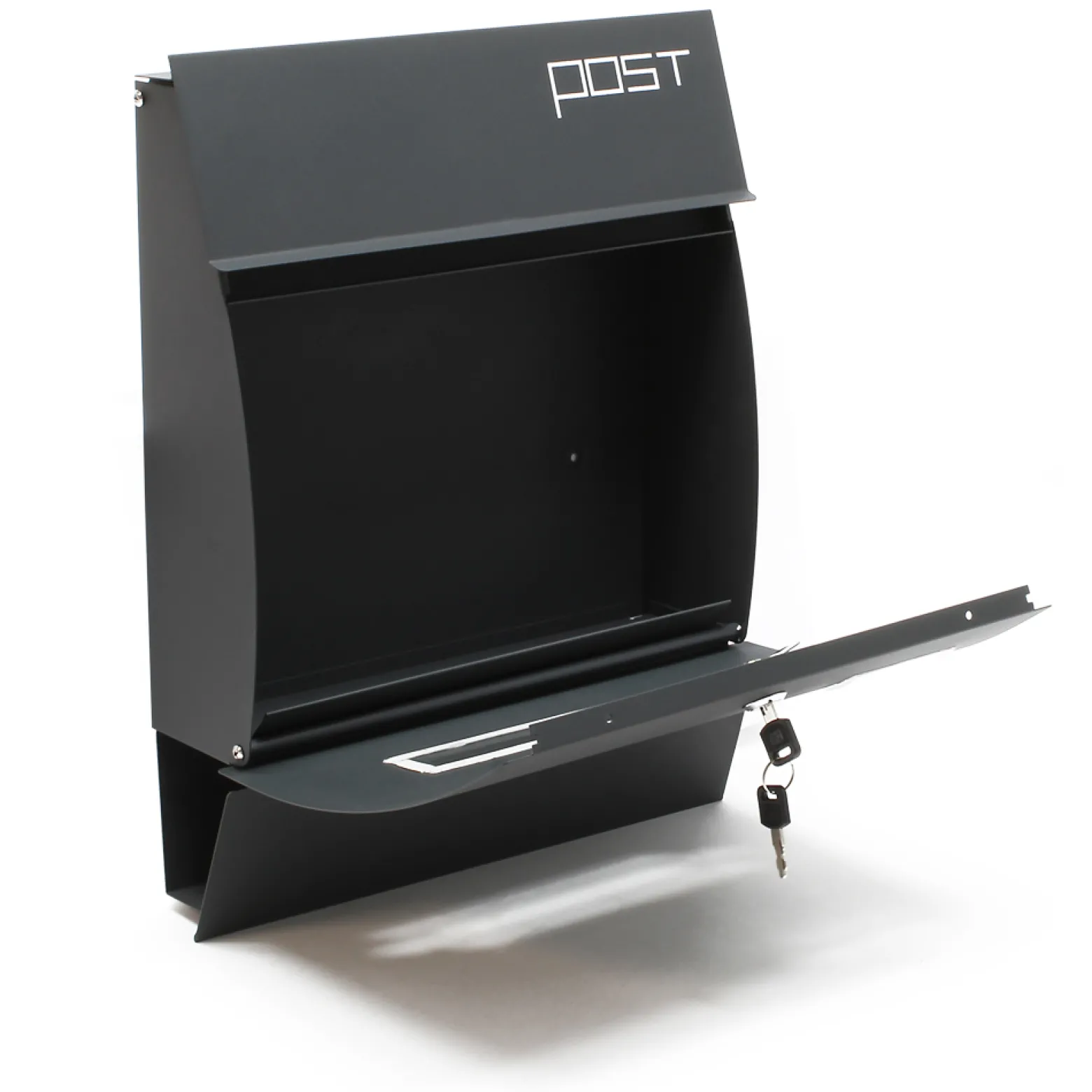 Wiltec Set Designer Briefkasten V4 Anthrazit 350 x 95 x 445 mm mit Ständer, Wandbriefkasten mit Schloss, Sichtschlitz, Namensschild und Zeitungsrolle, Postkasten aus pulverbeschichtetem Stahl