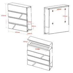 Wiltec Set Designer Briefkasten V16 Anthrazit 370 x 105 x 370 mm mit Ständer, Wandbriefkasten mit Schloss und Zeitungsrolle, Postkasten aus pulverbeschichtetem Stahl