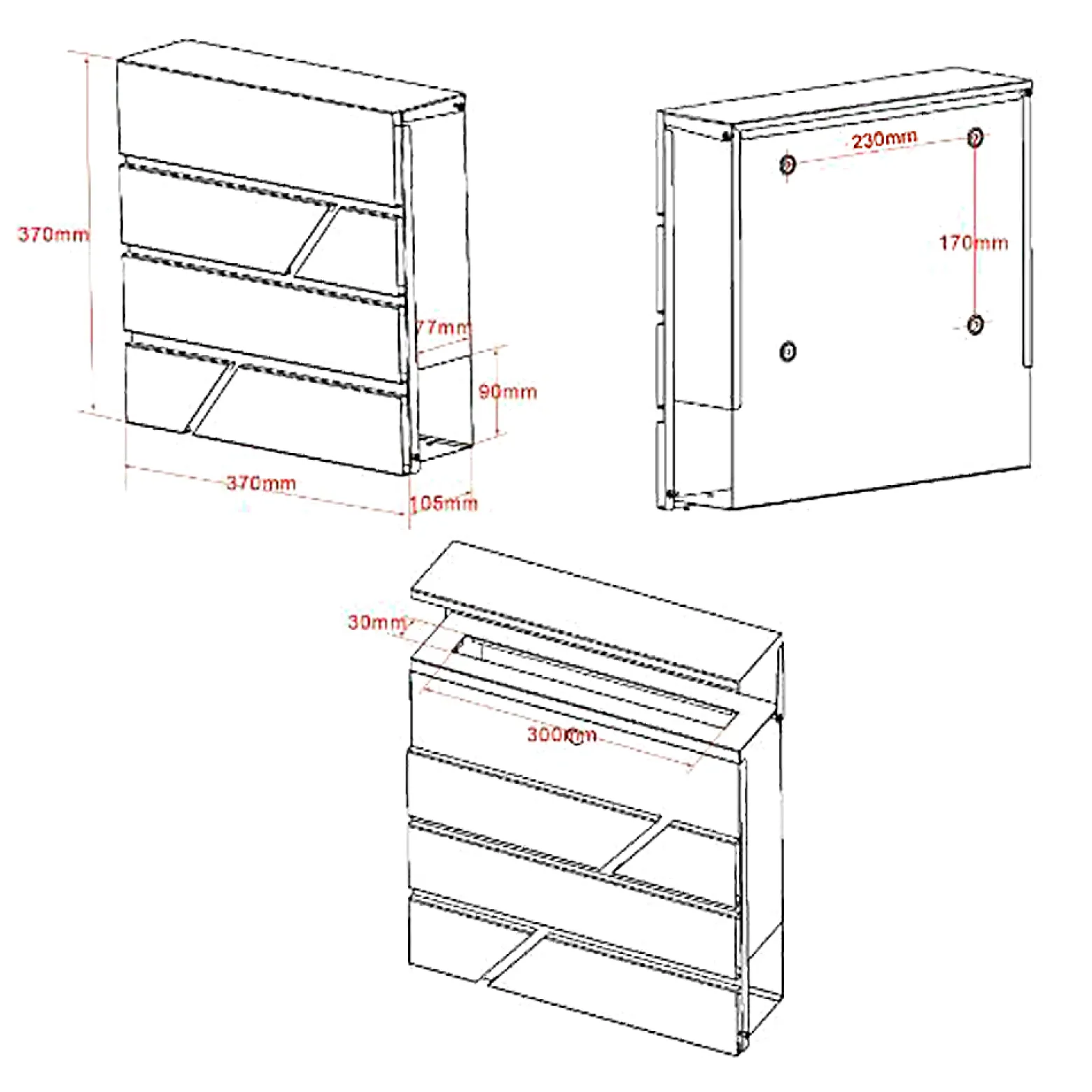 Wiltec Set Designer Briefkasten V16 Anthrazit 370 x 105 x 370 mm mit Ständer, Wandbriefkasten mit Schloss und Zeitungsrolle, Postkasten aus pulverbeschichtetem Stahl