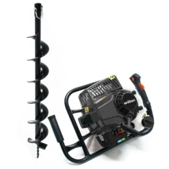 Wiltec Set Erdlochbohrer 2,2 kW 63 ccm und 150 mm Bohrschnecke, Erdbohrer mit 2 Takt Benzinmotor, Pfahlbohrer Motorerdbohrer für saubere Bohrungen