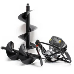 Wiltec Set Erdlochbohrer mit 1,4kW und 52cm³ Benzinmotor, inklusive 250mm und 300mm Bohrschnecken