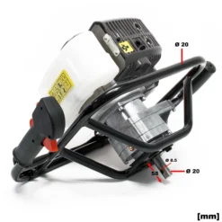 Wiltec Set Erdlochbohrer mit 1,4kW und 52cm³ Benzinmotor, inklusive 250mm und 300mm Bohrschnecken