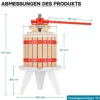 Wiltec Set 12L Obstpresse aus Buchenholz inkl. Presstuch und Obstmühle mit 7L Trichter, Zur Herstellung von Saft Wein und Maische