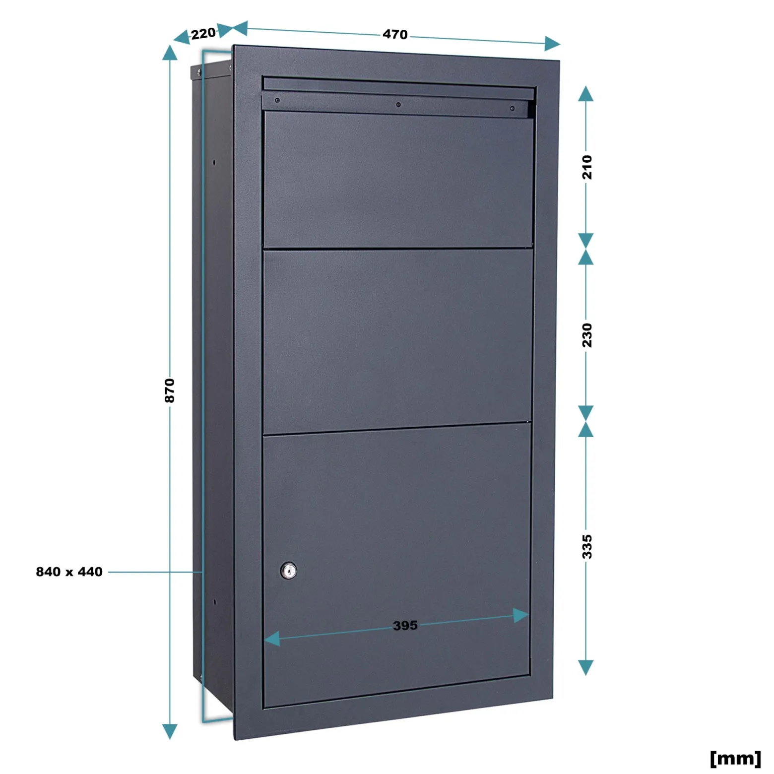 Wiltec Set Paketkasten Anthrazit 470 x 220 x 870 mm mit Ständer, Paketbox Zuhause, private Paketannahme passend für Pakete und Päckchen, Wandbriefkasten Stahl