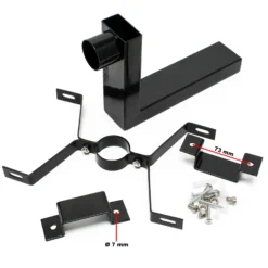 Wiltec Set US Mailbox schwarz 180 x 220 x 480 mm, amerikanischer Briefkasten mit Fahne, Standbriefkasten Stahl amerikanisches Design mit passender Wandhalterung