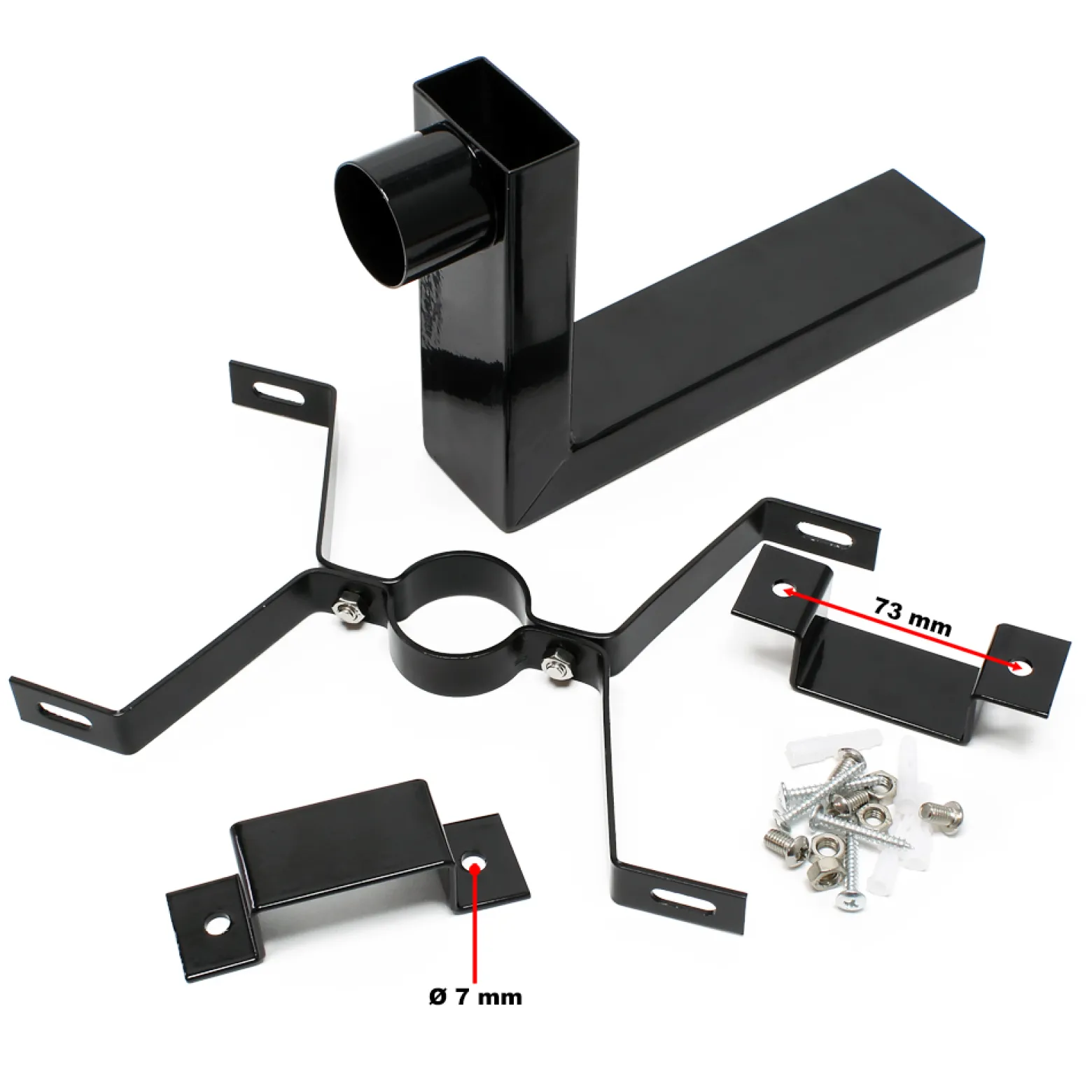 Wiltec Set US Mailbox schwarz 180 x 220 x 480 mm, amerikanischer Briefkasten mit Fahne, Standbriefkasten Stahl amerikanisches Design mit passender Wandhalterung