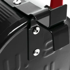 Wiltec Set US Mailbox schwarz 180 x 220 x 480 mm, amerikanischer Briefkasten mit Fahne, Standbriefkasten Stahl amerikanisches Design mit passender Wandhalterung