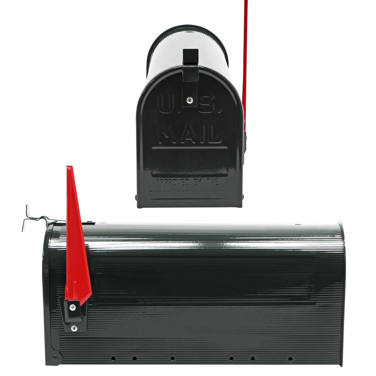 Wiltec Set US Mailbox schwarz 180 x 220 x 480 mm, amerikanischer Briefkasten mit Fahne, Standbriefkasten Stahl amerikanisches Design mit passender Wandhalterung