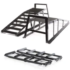 Wiltec Set 2x Auffahrrampe bis 2 t je Paar 915 x 350 x 275 mm plus 2x Verlängerung, Auffahrschiene Wartungsrampe aus Stahl mit Erweiterung