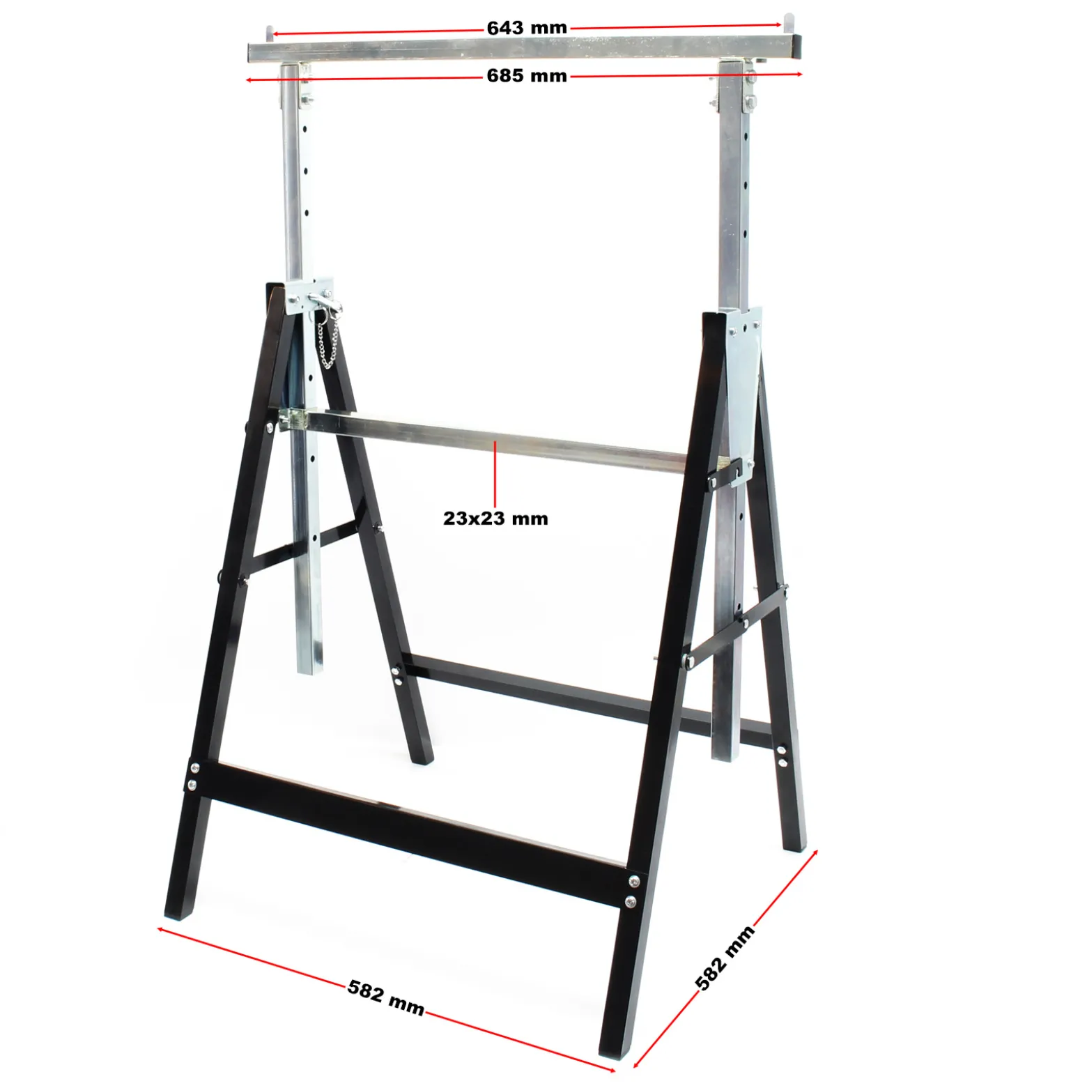Wiltec Set 2x Gerüstbock 58x68x80-130cm, bis 200kg, klappbare Unterstellböcke, höhenverstellbare Stützböcke für Heimwerker und Profis