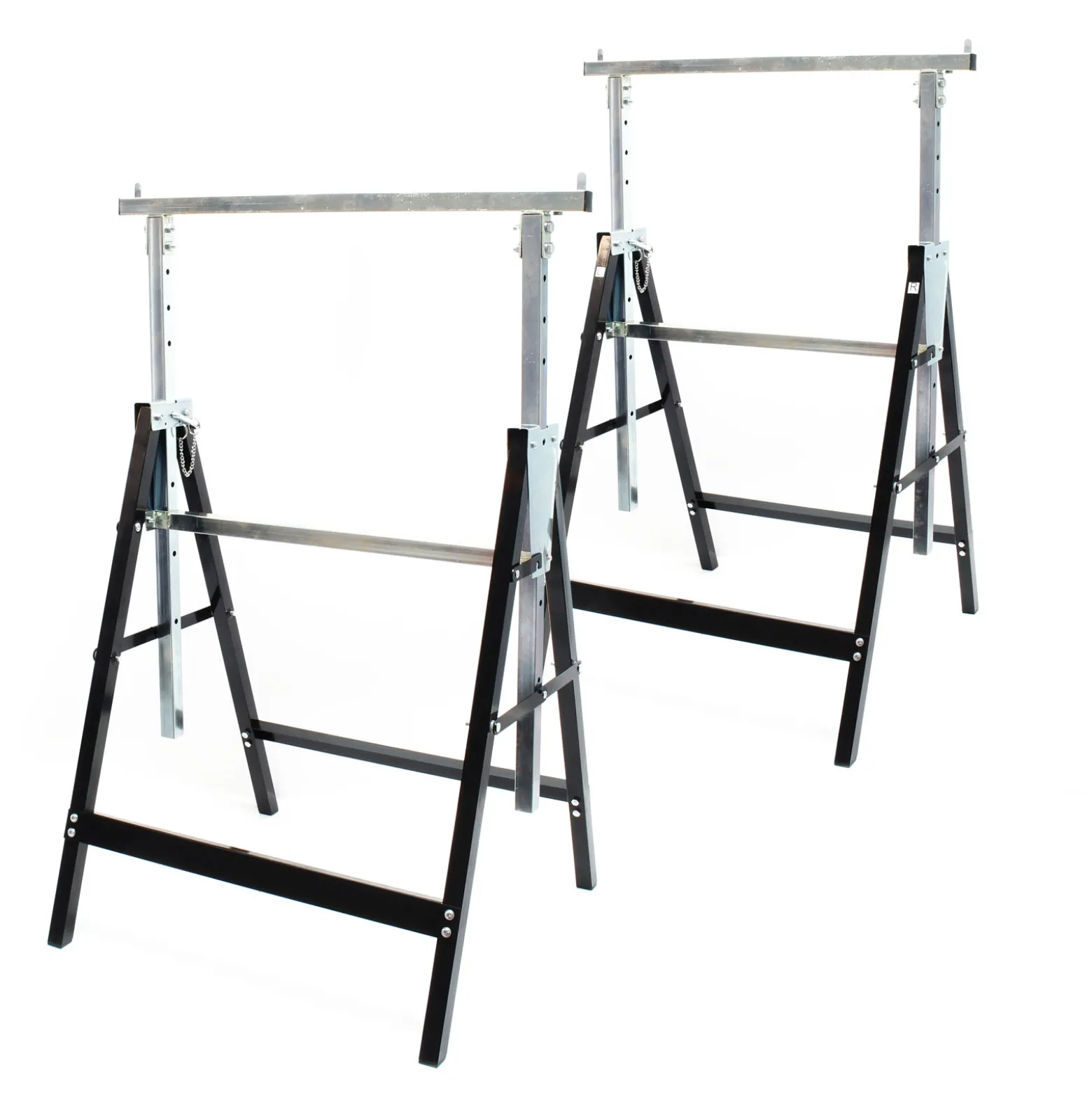 Wiltec Set 2x Gerüstbock 58x68x80-130cm, bis 200kg, klappbare Unterstellböcke, höhenverstellbare Stützböcke für Heimwerker und Profis