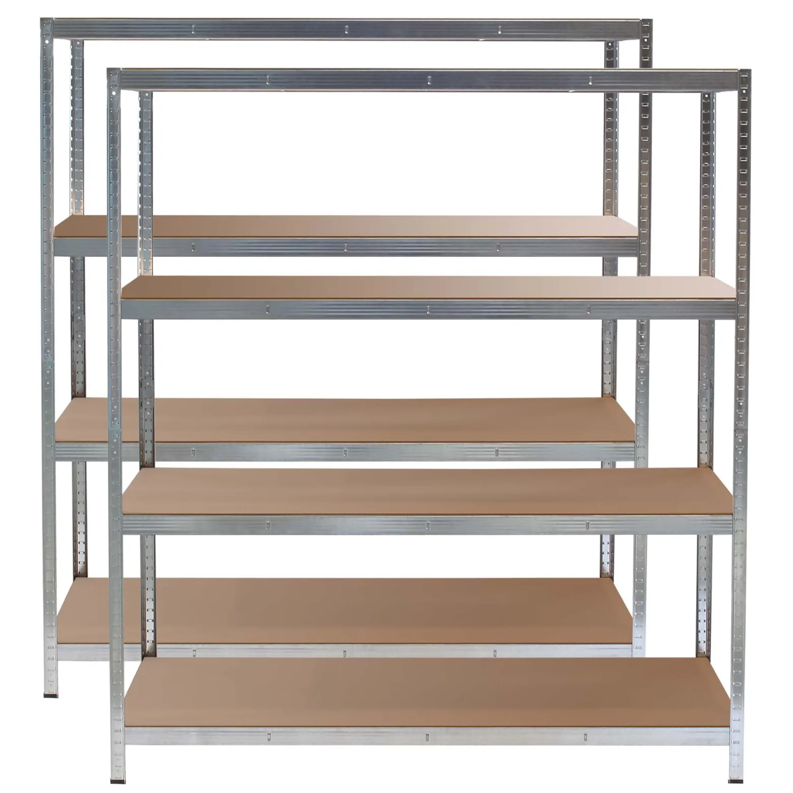 Wiltec Set 2x Schwerlastregal 160x60x180cm, 175kg/Ablage, Steckregal verzinkt aus Stahl, Lastenregal mit 4 Ablagen, Werkstattregal