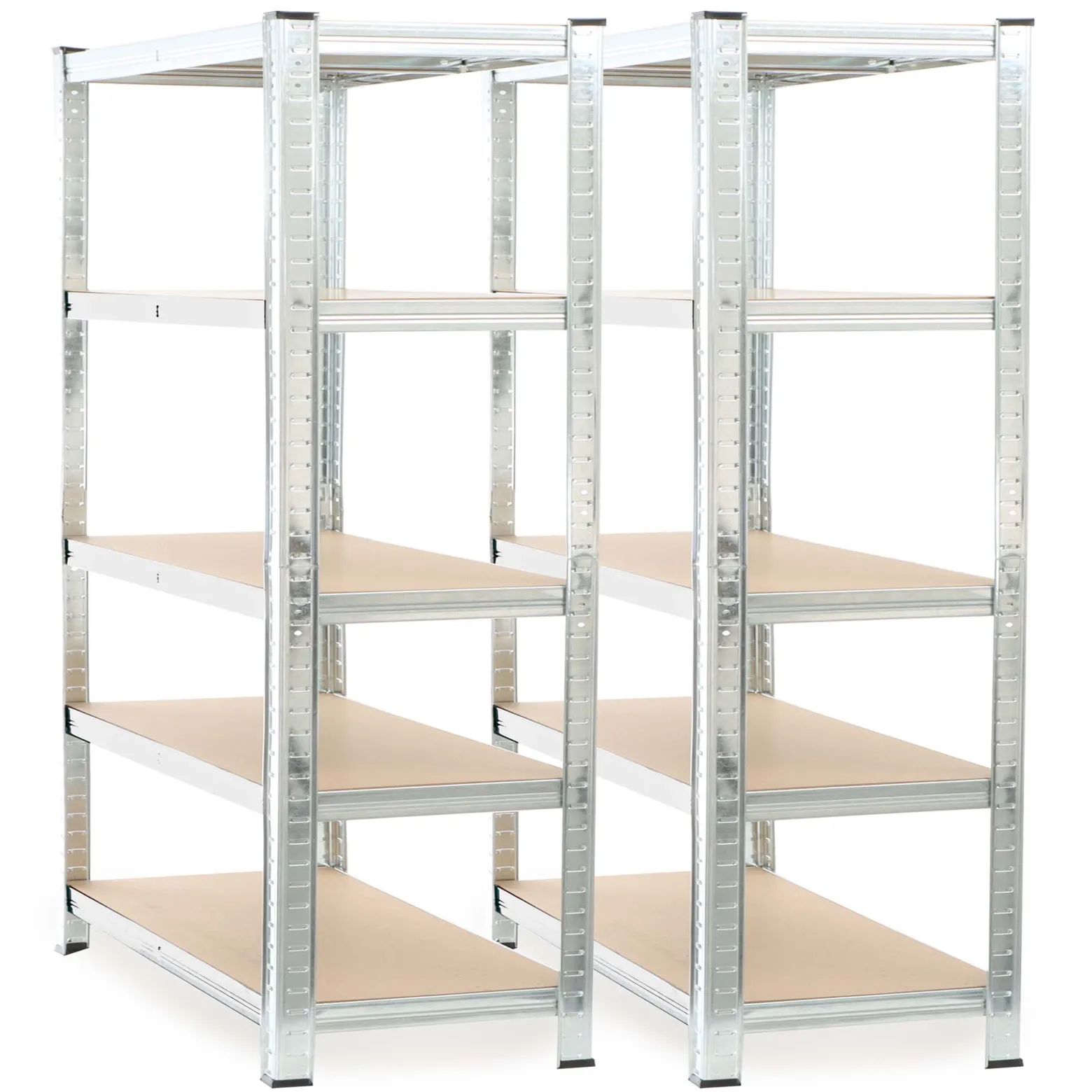 Wiltec Set 2x Schwerlastregal 180x120x40cm, 875 kg Gesamtlast, Steckregal verzinkt aus Stahl, Lastenregal mit 5 Ablagen, Werkstattregal