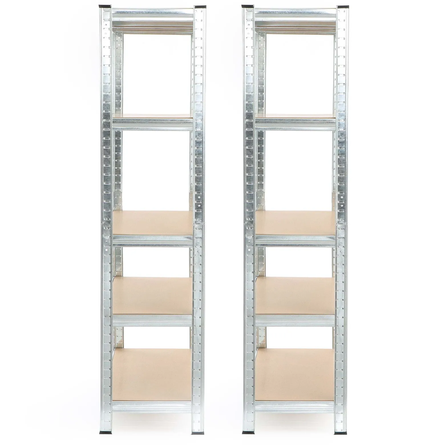 Wiltec Set 2x Schwerlastregal 180x120x40cm, 875 kg Gesamtlast, Steckregal verzinkt aus Stahl, Lastenregal mit 5 Ablagen, Werkstattregal