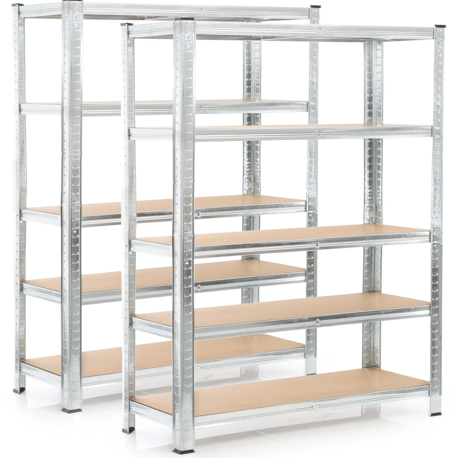 Wiltec Set 2x Schwerlastregal 180x120x40cm, 875 kg Gesamtlast, Steckregal verzinkt aus Stahl, Lastenregal mit 5 Ablagen, Werkstattregal