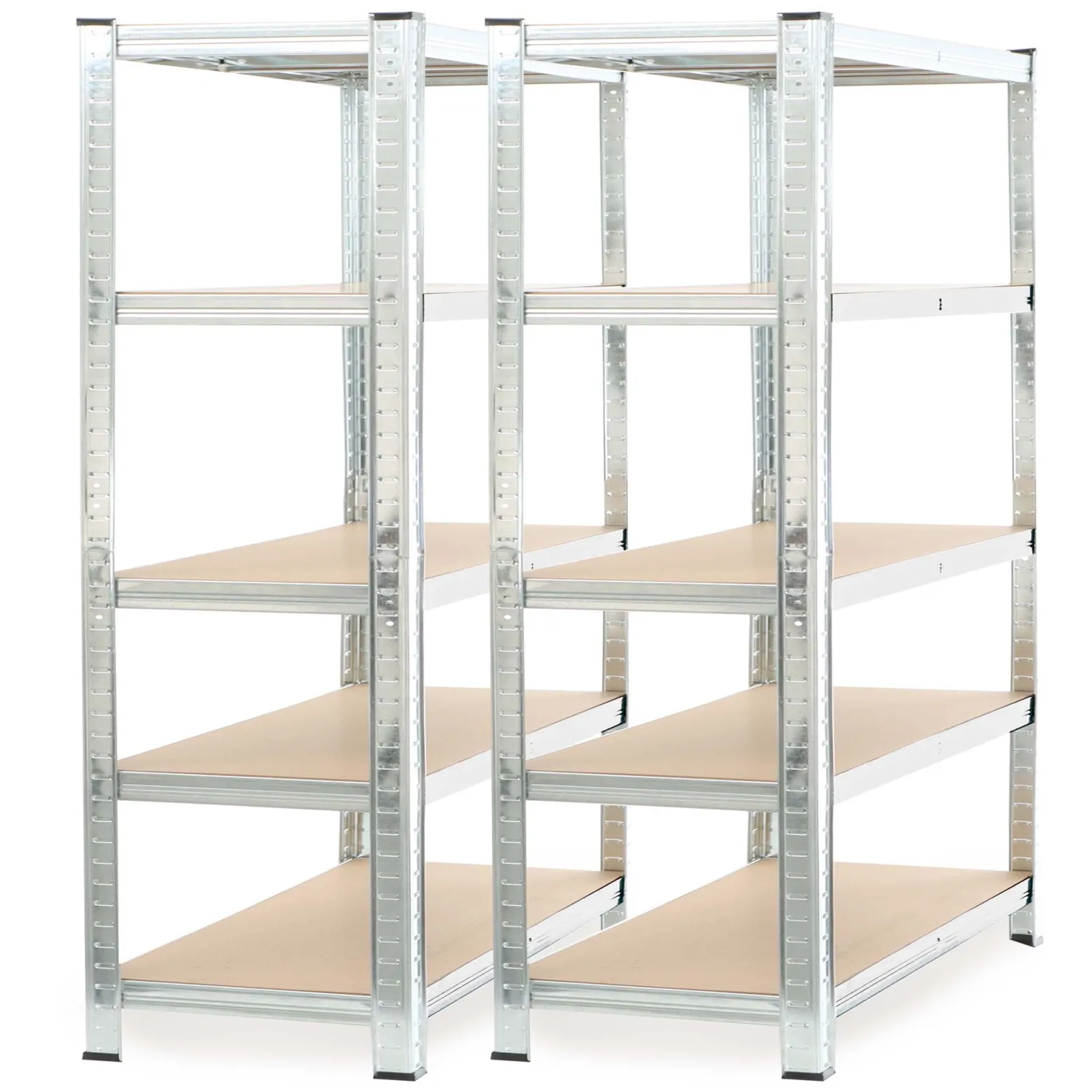 Wiltec Set 2x Schwerlastregal 180x120x40cm, 875 kg Gesamtlast, Steckregal verzinkt aus Stahl, Lastenregal mit 5 Ablagen, Werkstattregal