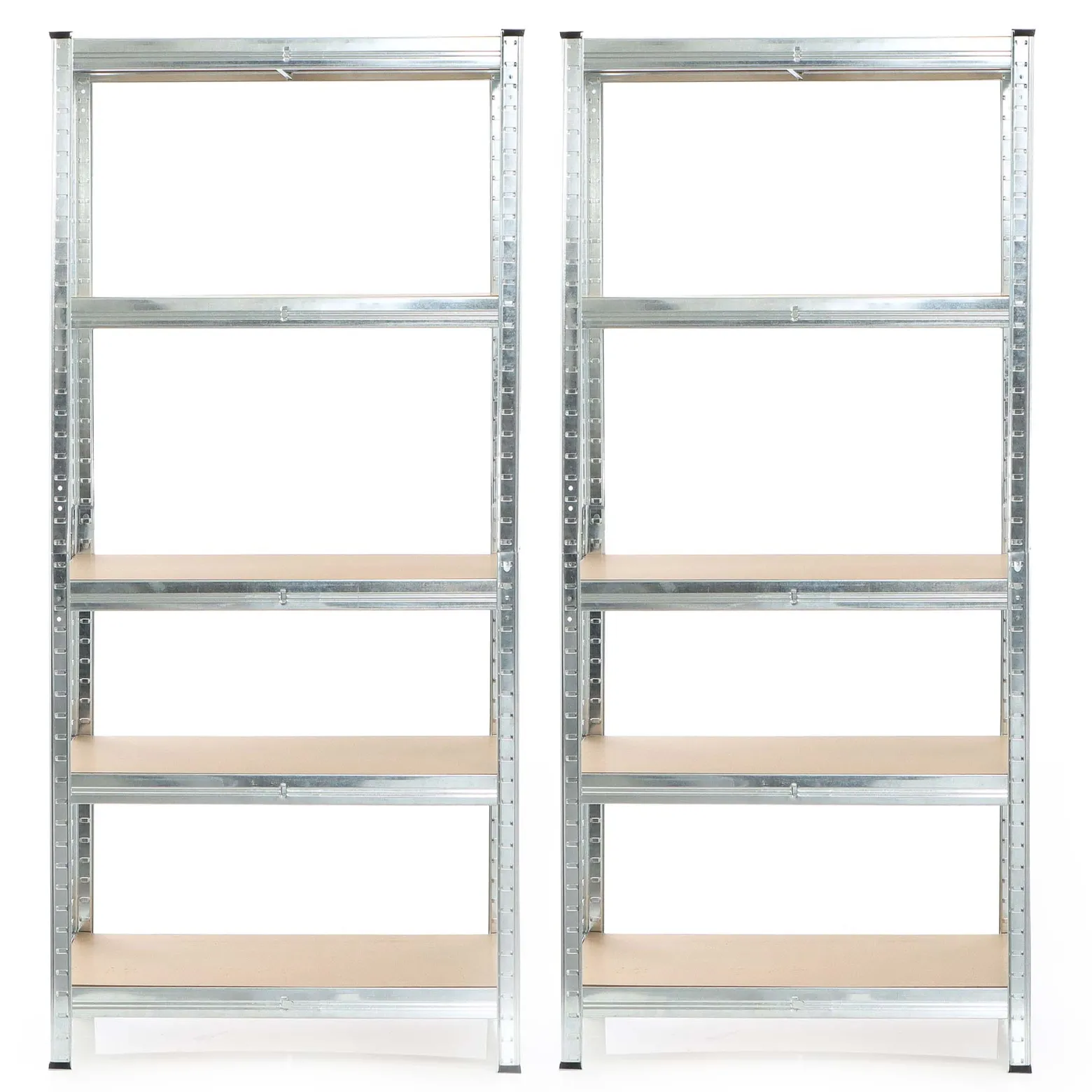 Wiltec Set 2x Schwerlastregal 180x90x40cm, 875 kg Gesamtlast, Steckregal verzinkt aus Stahl, Lastenregal mit 5 Ablagen, Werkstattregal