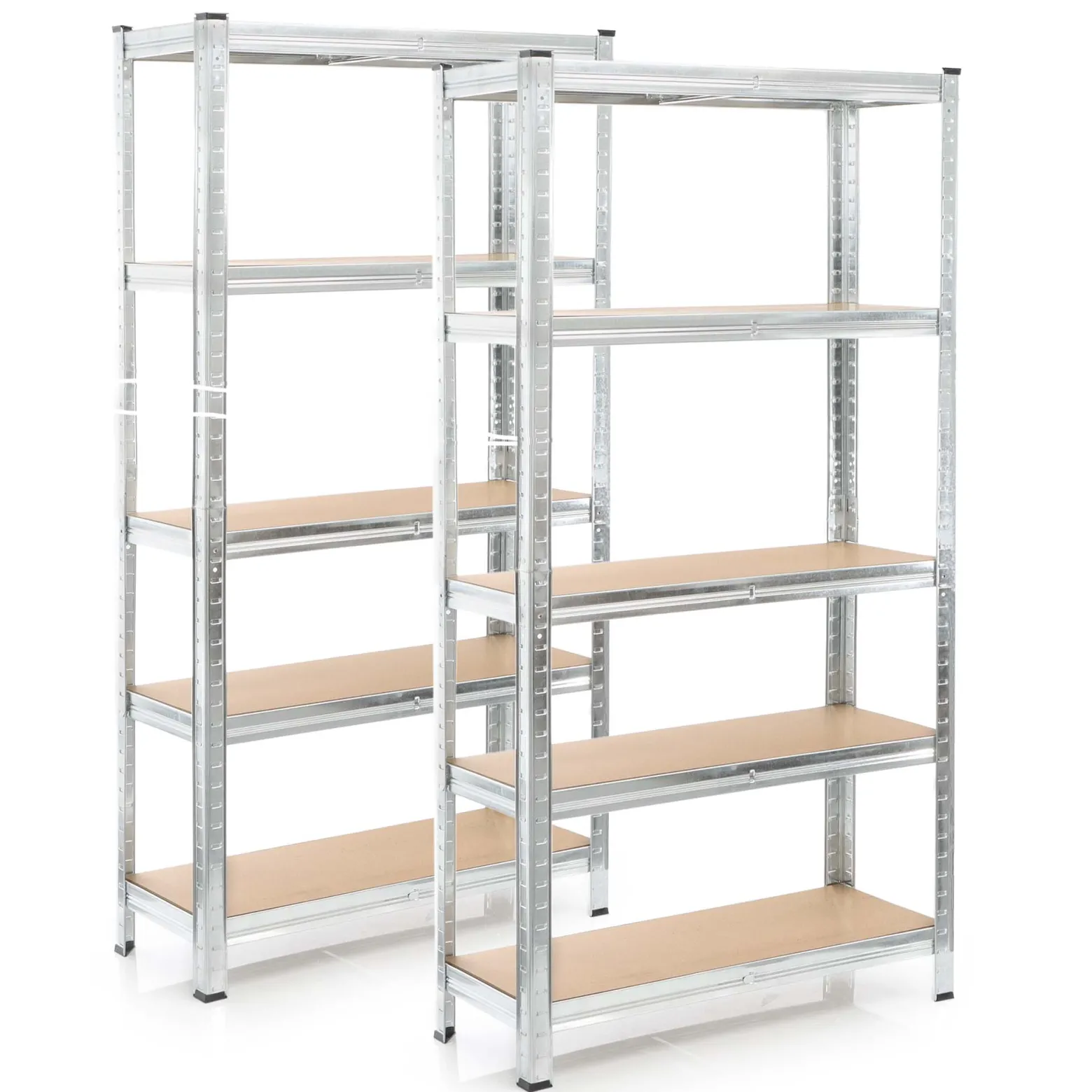 Wiltec Set 2x Schwerlastregal 180x90x40cm, 875 kg Gesamtlast, Steckregal verzinkt aus Stahl, Lastenregal mit 5 Ablagen, Werkstattregal