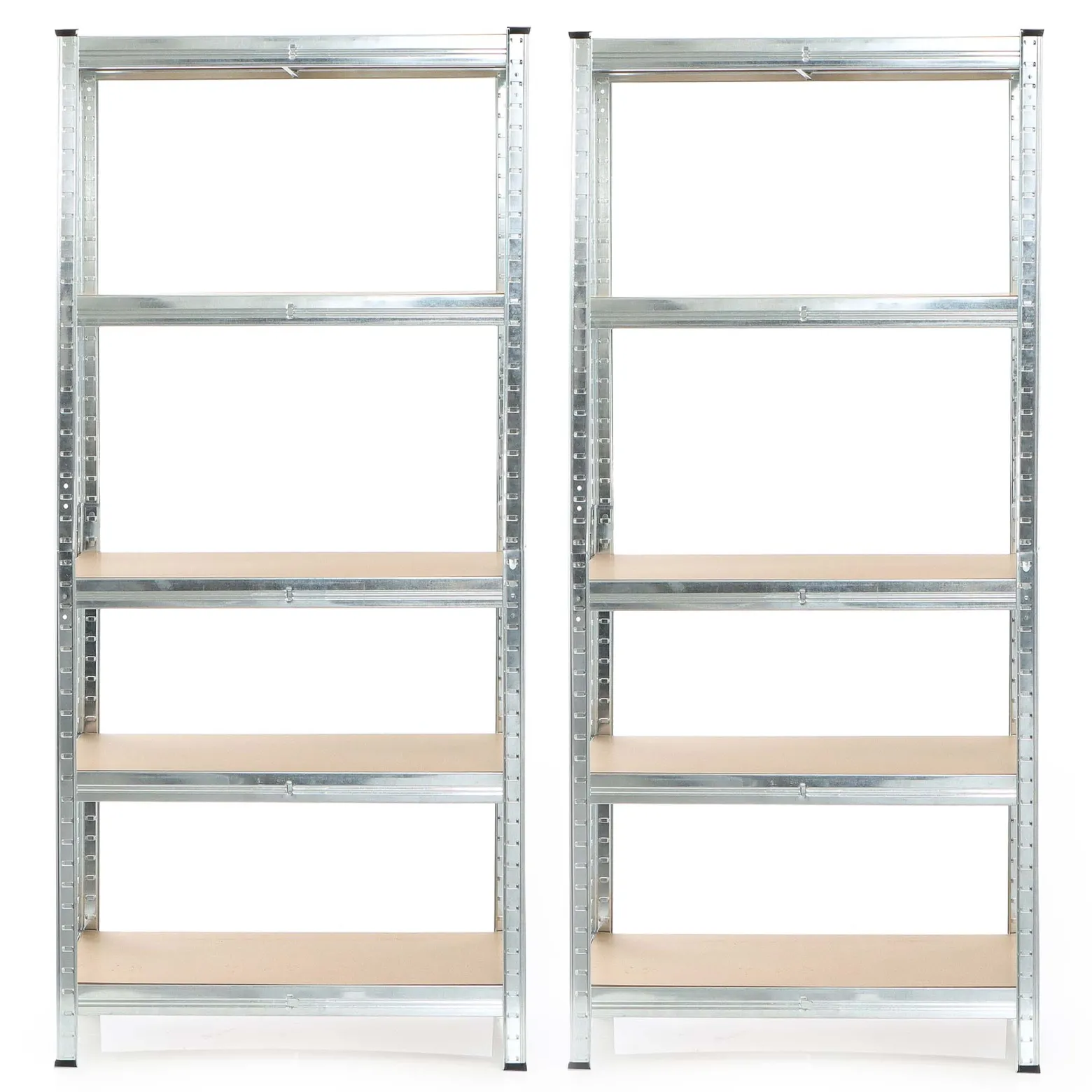 Wiltec Set 2x Schwerlastregal 180x90x45cm, 875 kg Gesamtlast, Steckregal verzinkt aus Stahl, Lastenregal mit 5 Ablagen, Werkstattregal