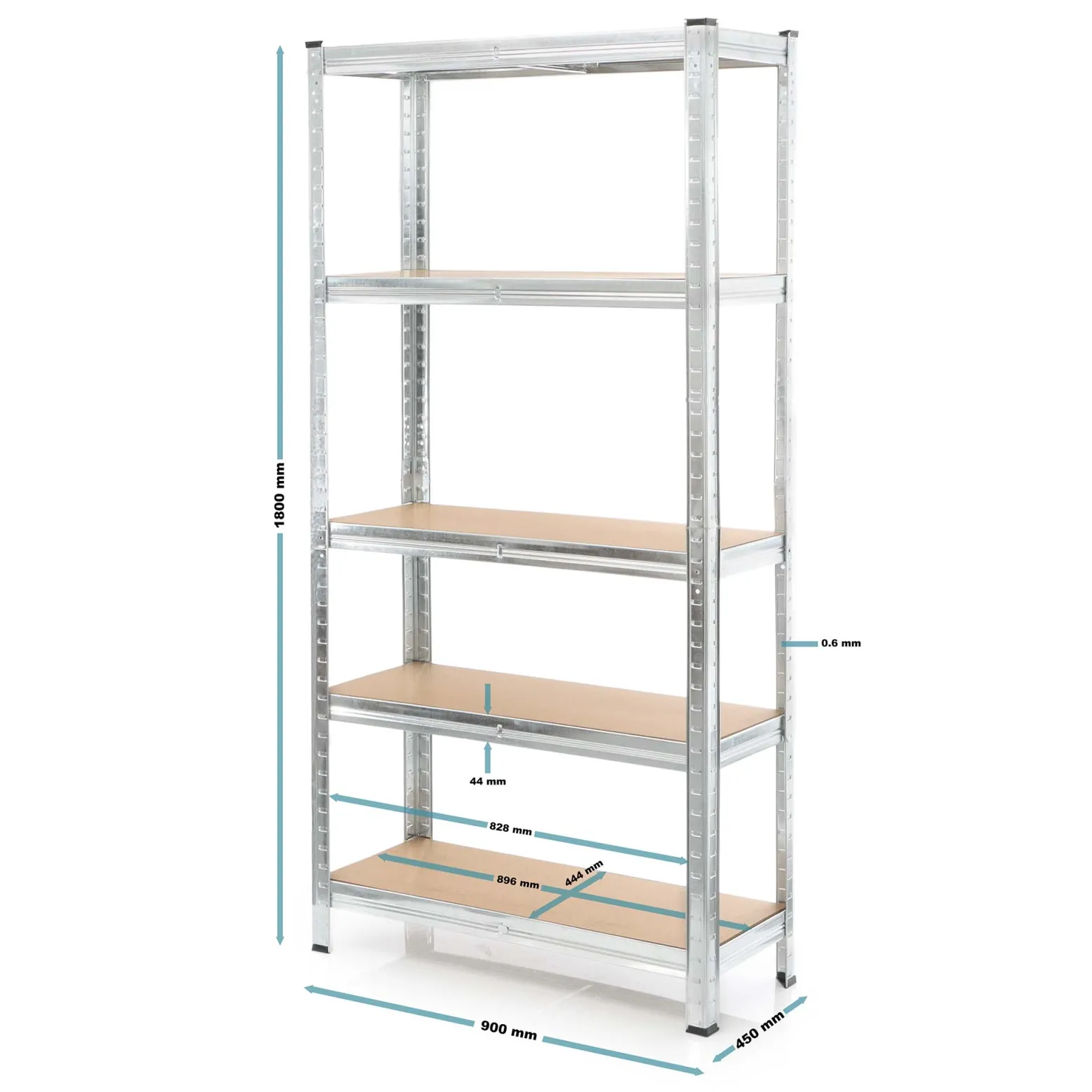 Wiltec Set 2x Schwerlastregal 180x90x45cm, 875 kg Gesamtlast, Steckregal verzinkt aus Stahl, Lastenregal mit 5 Ablagen, Werkstattregal