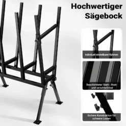 Wiltec Sägebock verzinkt klappbar, 715 x 530 x 1040 mm, mit 4 Haltern und Haltebügel, Holzschneidebock als Sägehilfe, bis 400 kg