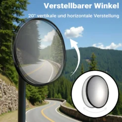 Wiltec Sicherheitsspiegel 30 cm konvex Schwarz, runder Überwachungsspiegel mit 160° Sichtfeld, Konvexspiegel für Innenbereiche
