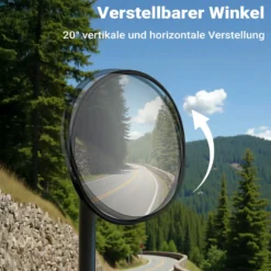 Wiltec Sicherheitsspiegel 80 cm konvex Schwarz, runder Überwachungsspiegel mit 160° Sichtfeld, Konvexspiegel für Innenbereiche