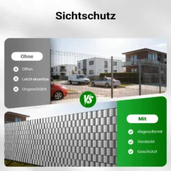 Wiltec Sichtschutz Streifen, 35mx19cm grau aus PVC 450g/m², mit 20 Clips, Zaunfolie