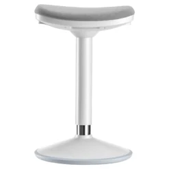 Wiltec Sitz- & Stehhocker grau, Drehhocker höhenverstellbar bis 82 cm, Polsterhocker bis 135 kg, moderner Hocker drehbar für Büro und Homeoffice