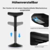 Wiltec Sitz- & Stehhocker schwarz, Drehhocker höhenverstellbar bis 82 cm, Polsterhocker bis 135 kg, moderner Hocker drehbar für Büro und Homeoffice