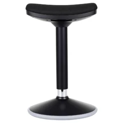 Wiltec Sitz- & Stehhocker schwarz, Drehhocker höhenverstellbar bis 82 cm, Polsterhocker bis 135 kg, moderner Hocker drehbar für Büro und Homeoffice