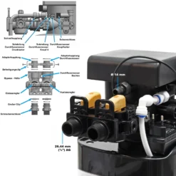 Wiltec SOFT-D Wasserenthärtungsanlage, Wasserentkalkung mit 1000 l/h, Entkalkungsanlage mit Ionentauscher, Wasserenthärter mit 30 l Soletank