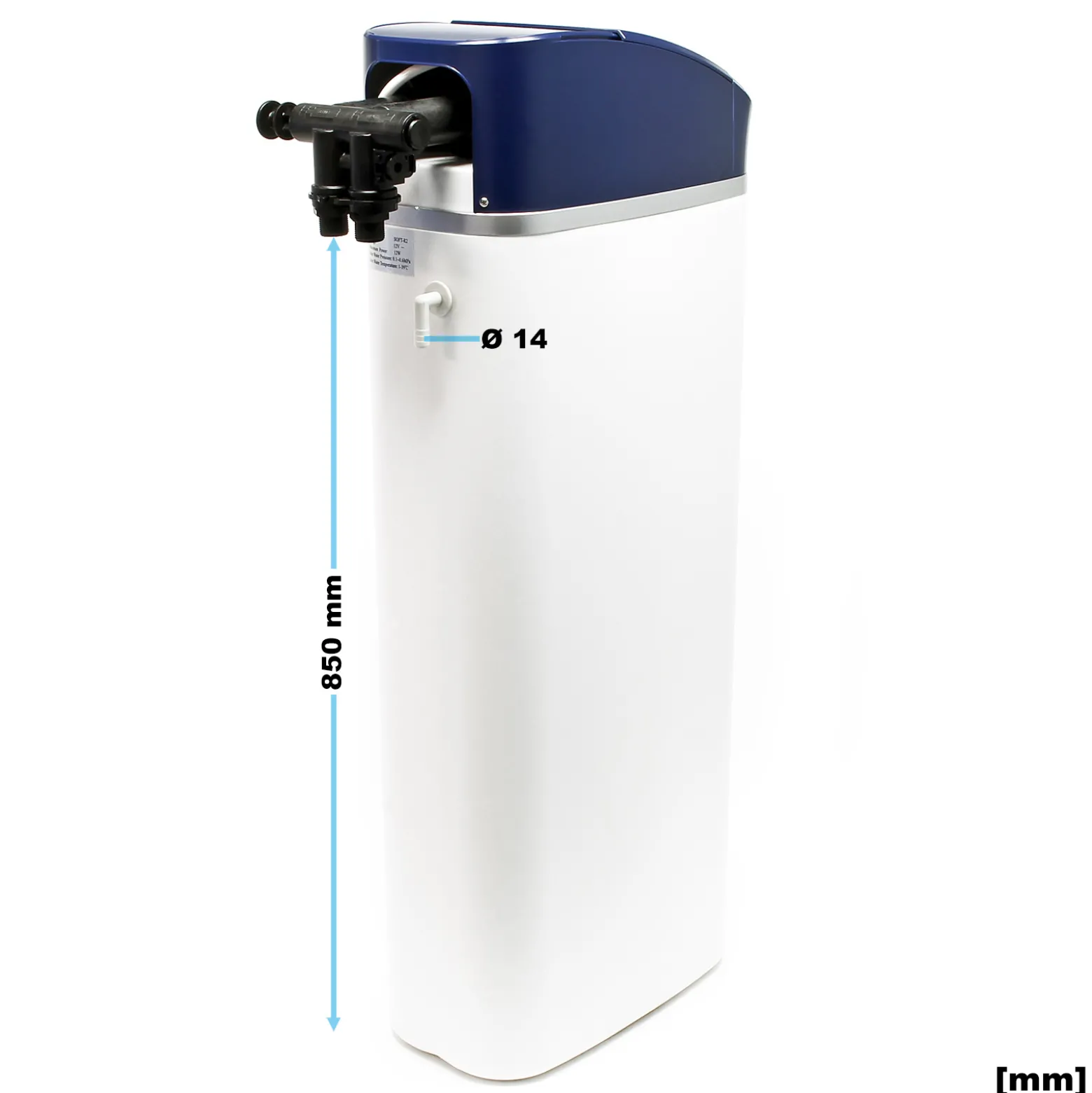 Wiltec SOFT-R2 Wasserenthärtungsanlage, Wasserentkalkung mit 2000 l/h, Entkalkungsanlage mit Ionentauscher, Wasserenthärter mit 10 l Soletank