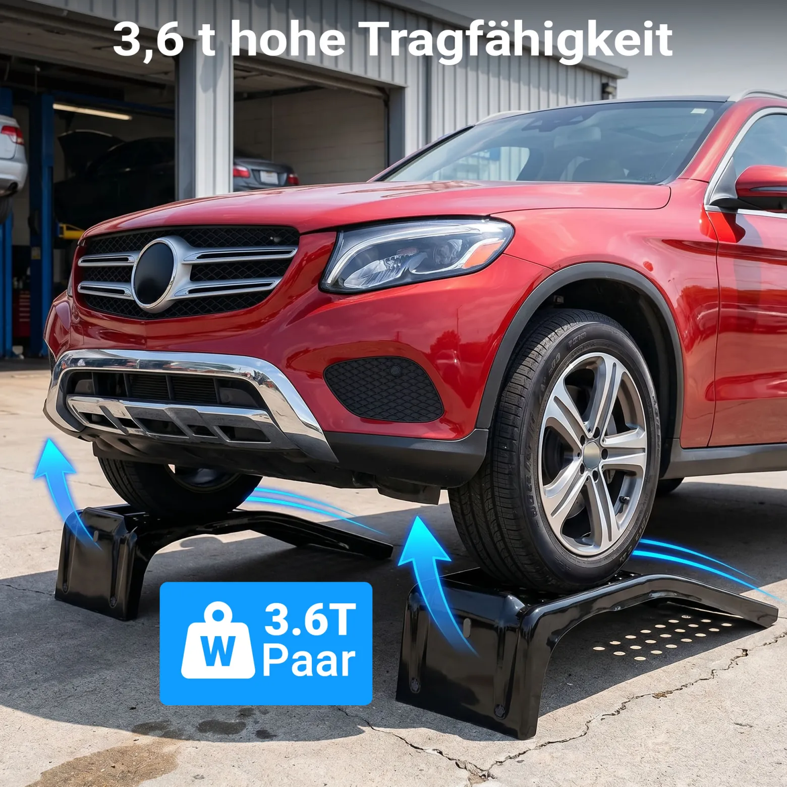 Wiltec Stahl Auffahrrampen Paar 3,6 t für PKW, 200 mm Hubhöhe und 235 mm Breite, stapelbare Autorampe, Verladerampe für Auto, Motorrad, ATV und Quad